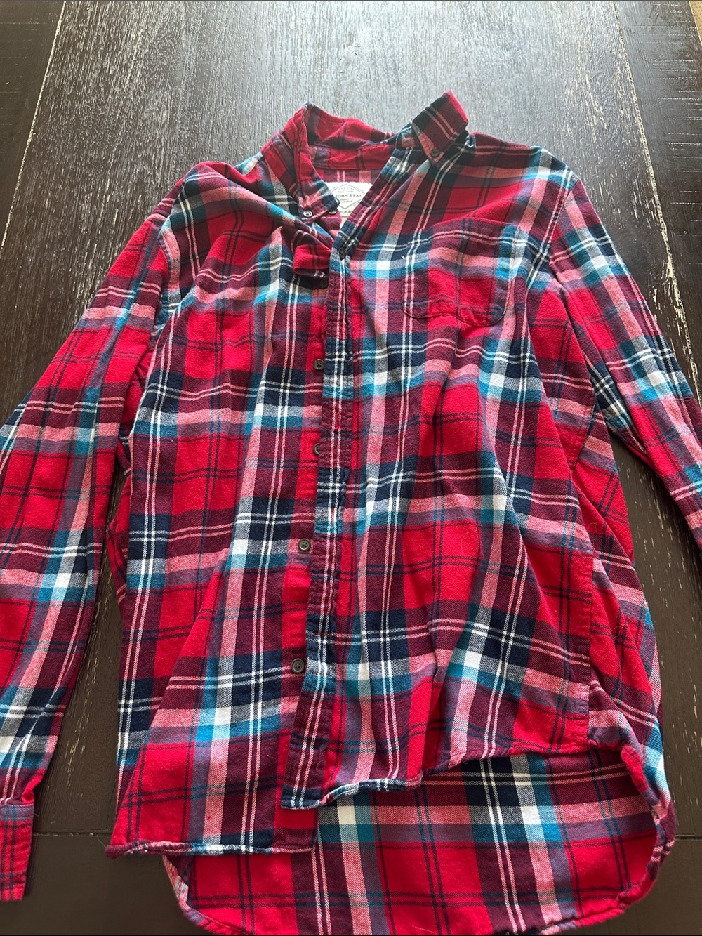 Red Plaid Button-Up Shirt